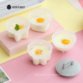 4 Pcs/Set Cute Egg Boiler Plastic Poacher Set Kitchen  Cooker Tools Egg Mold Form With Lid Brush Pancake Maker